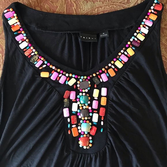 Tribal black and beaded sleeveless dress. - Picture 2 of 3